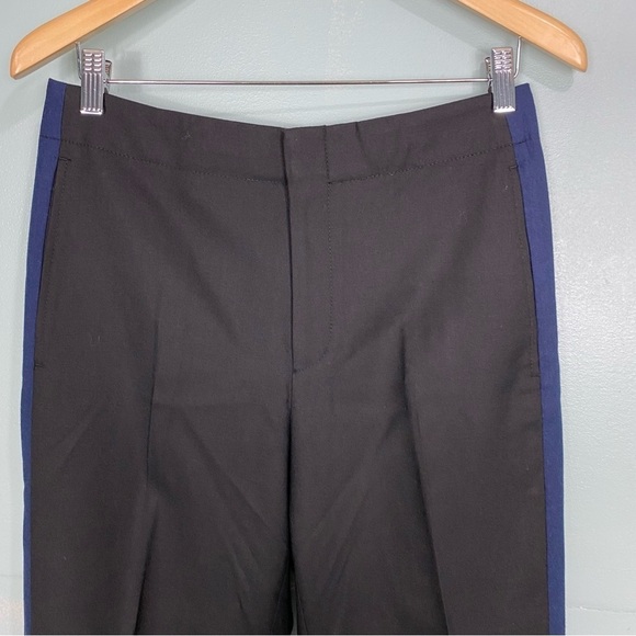 Club Monaco Ryanne CB Pant Tuxedo‎ Side Stripe Black Blue Sz 6 Cropped Pants - Picture 2 of 6